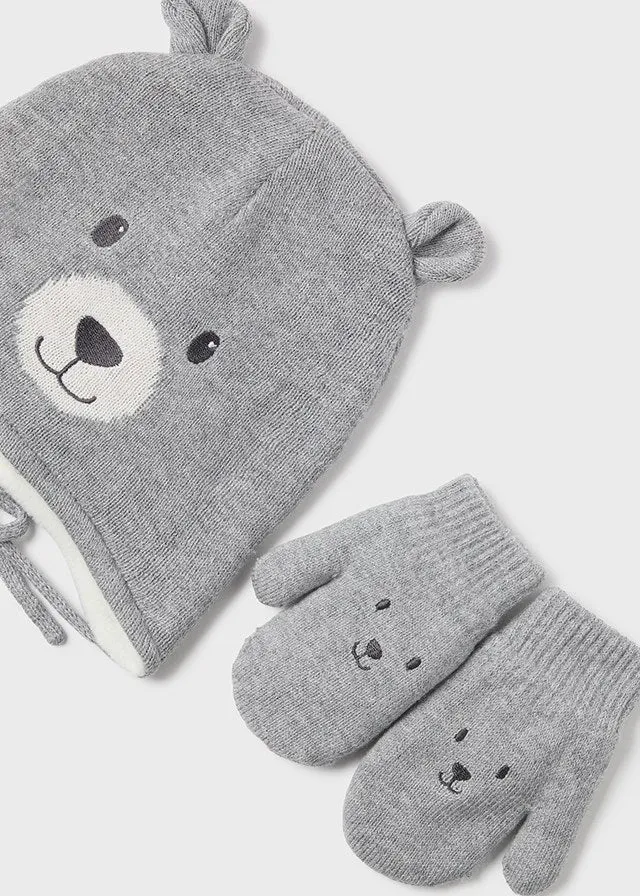 10772 Mayoral 3D Teddy Hat & Mitt Set