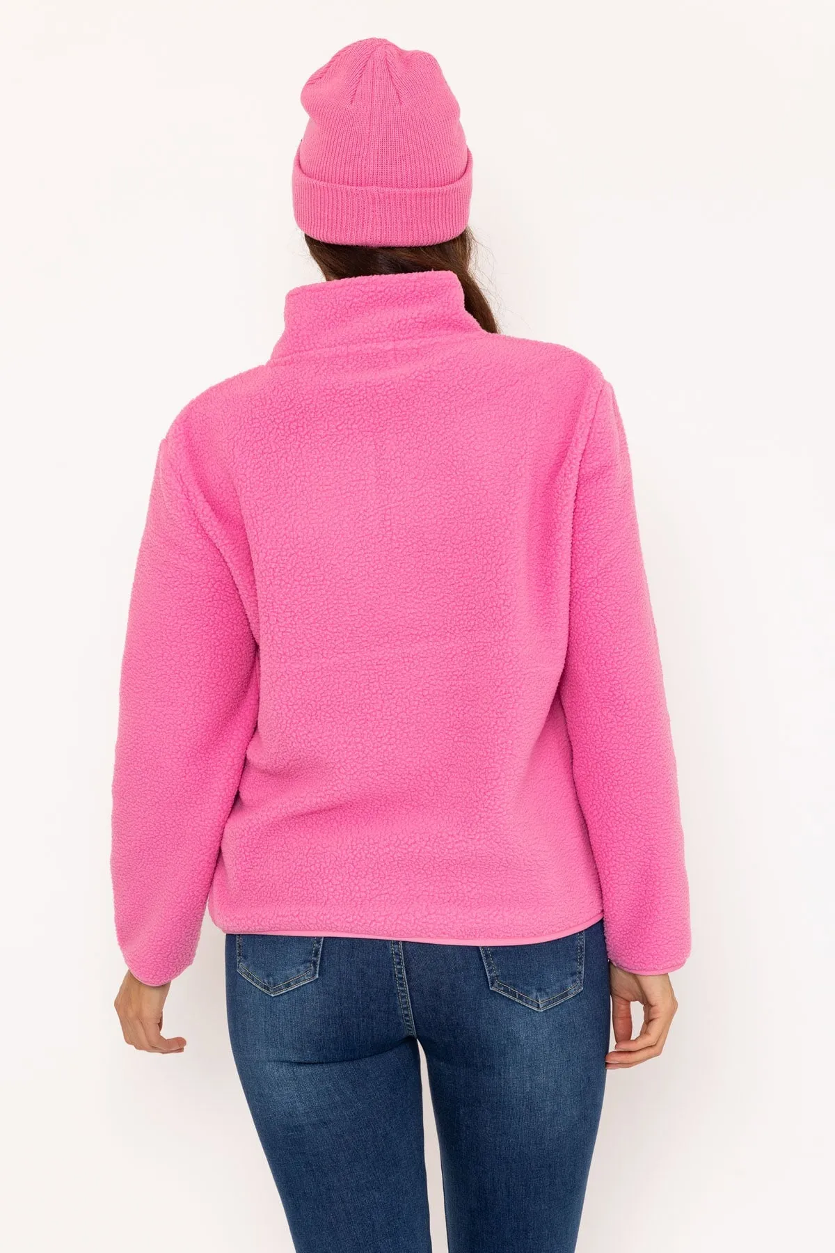 1/2 Zip Teddy Fleece Bubble in Gum Pink