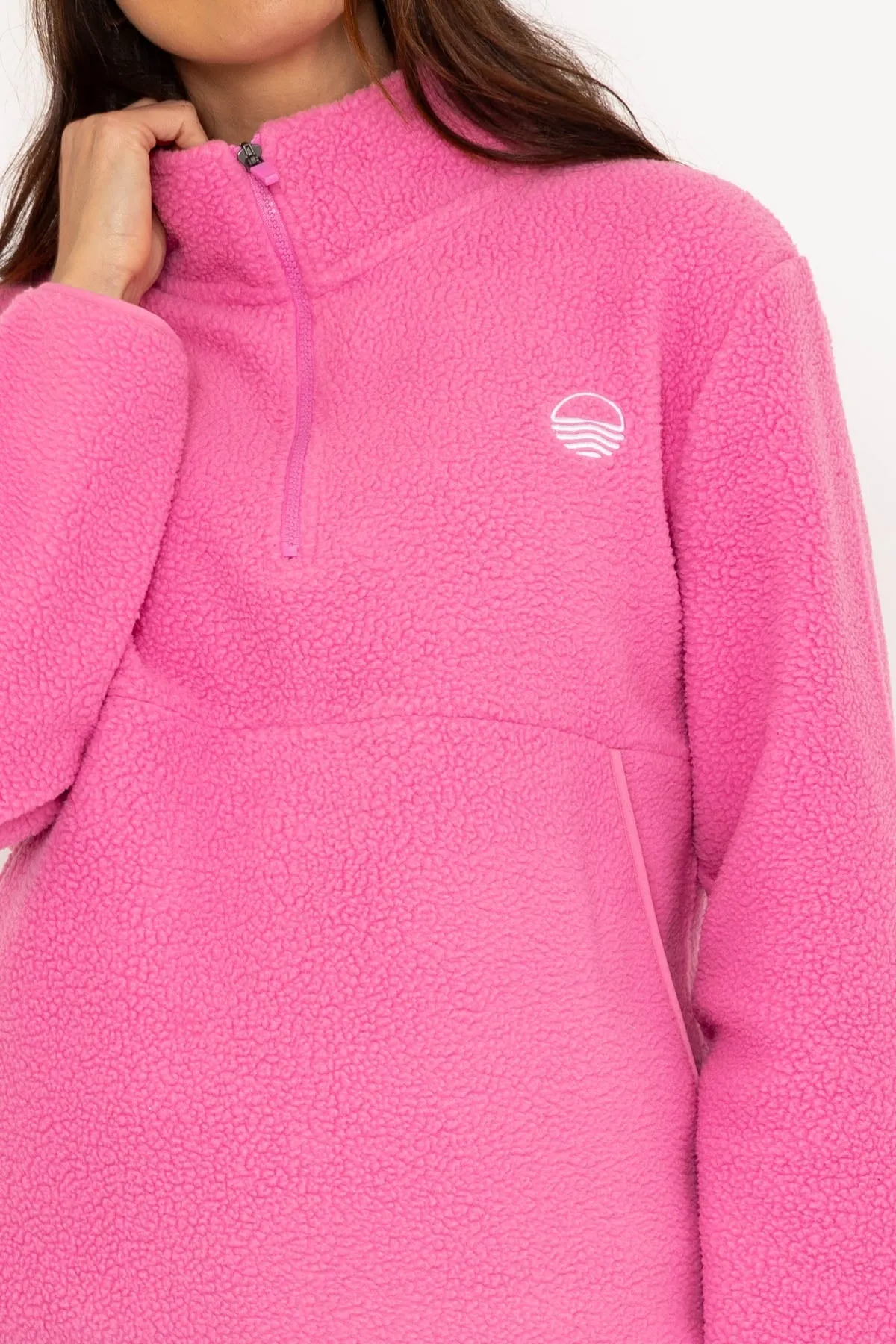 1/2 Zip Teddy Fleece Bubble in Gum Pink