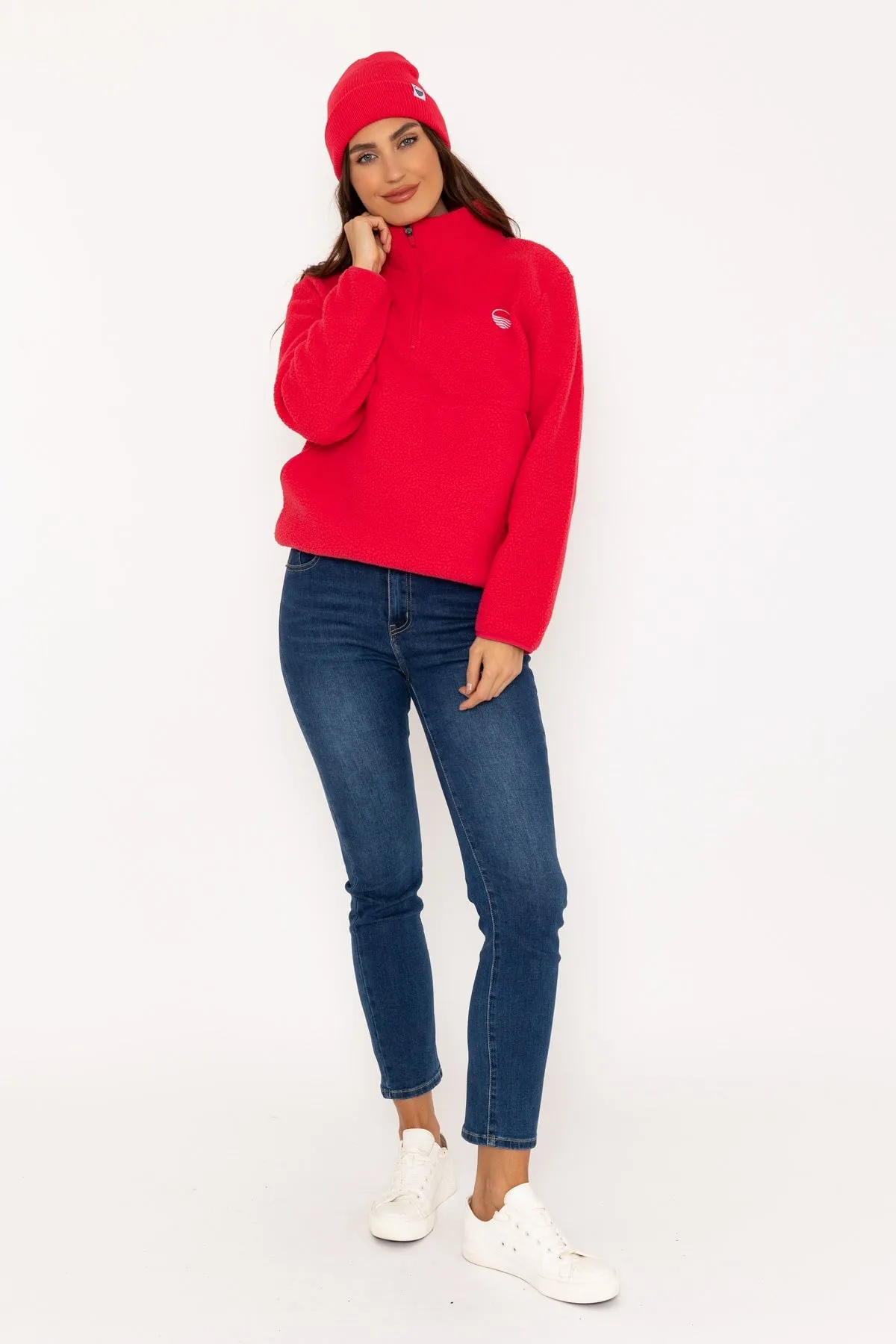 1/2 Zip Teddy Fleece in Watermelon
