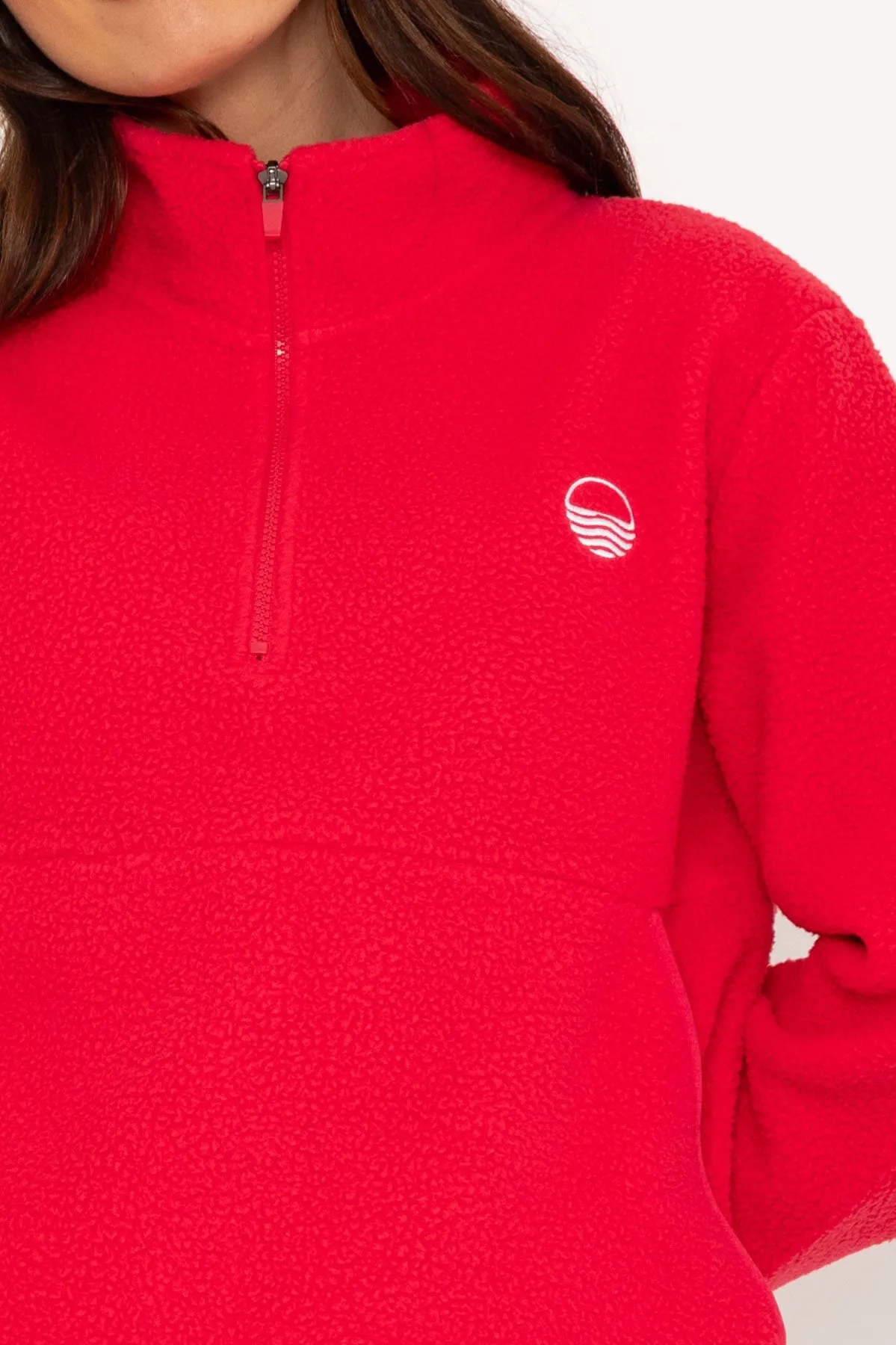 1/2 Zip Teddy Fleece in Watermelon
