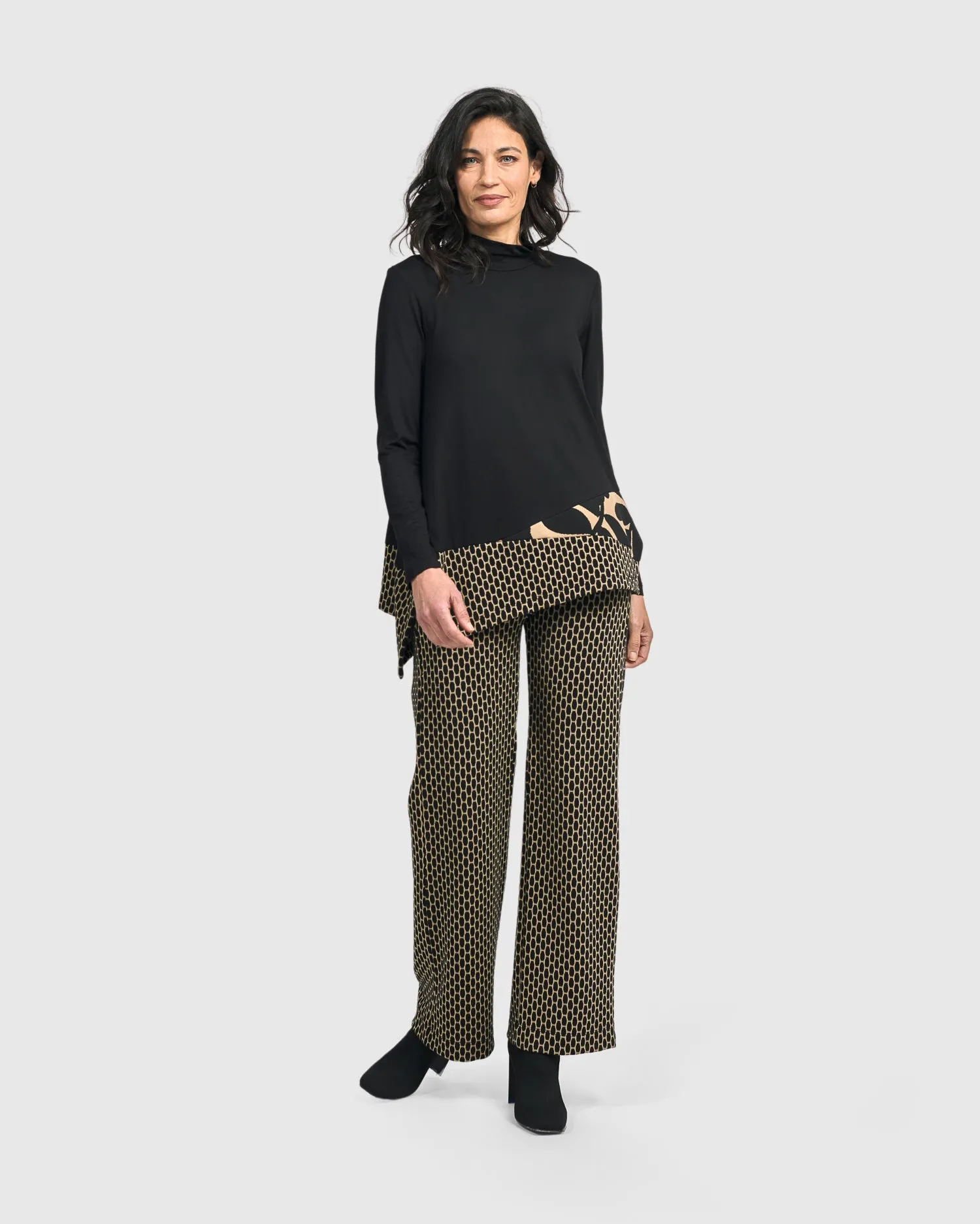 ALEMBIKA - BLACK TUNIC W/PRINT PATTERN
