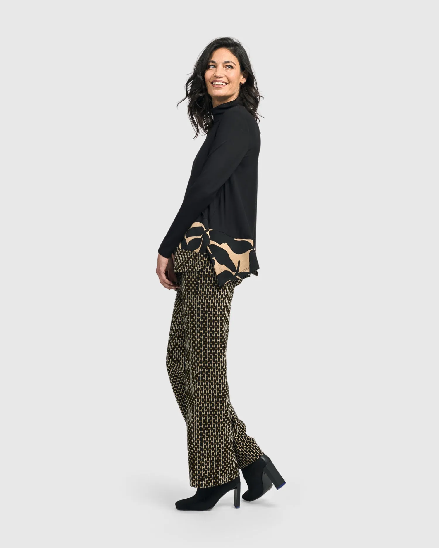 ALEMBIKA - BLACK TUNIC W/PRINT PATTERN