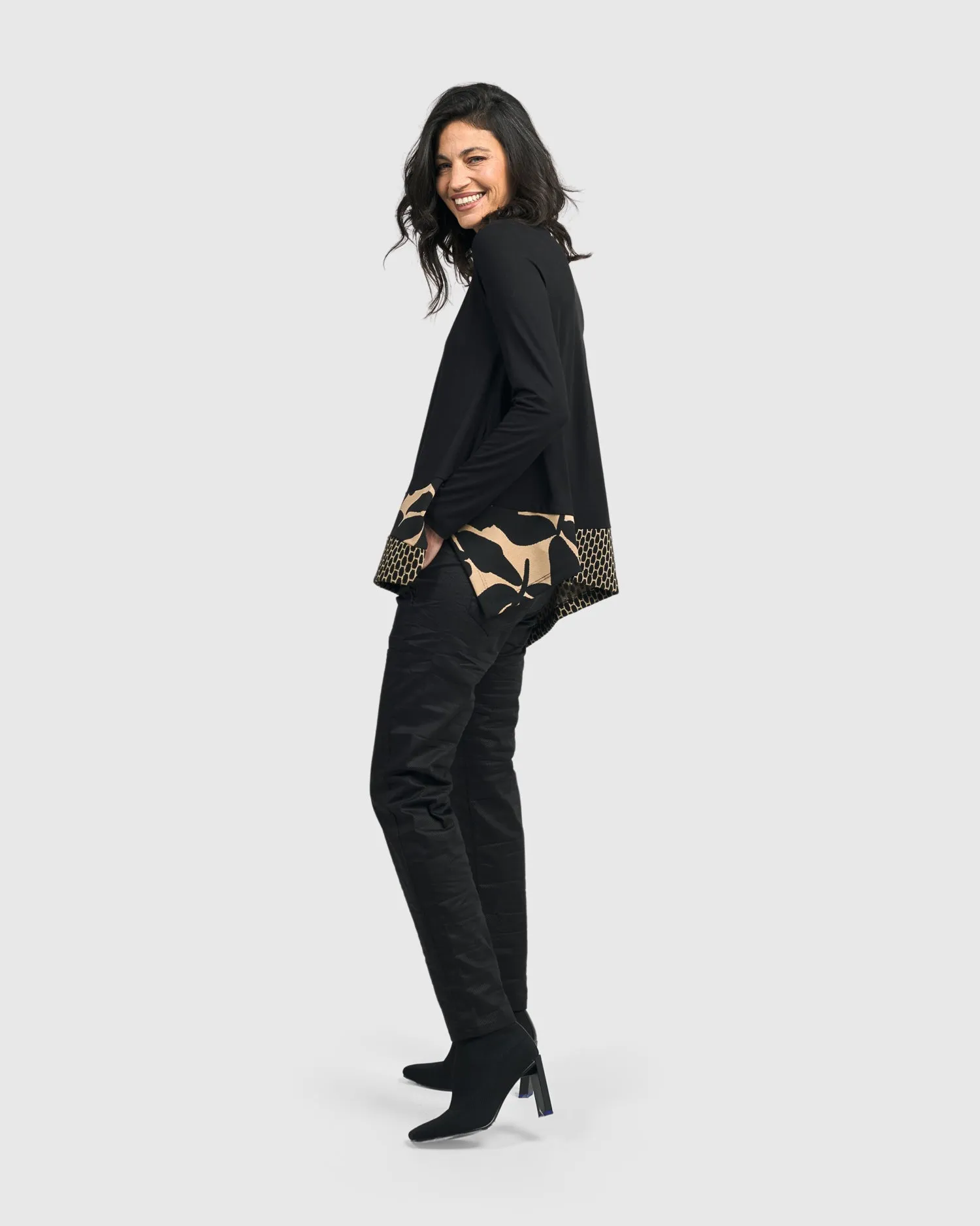 ALEMBIKA - BLACK TUNIC W/PRINT PATTERN