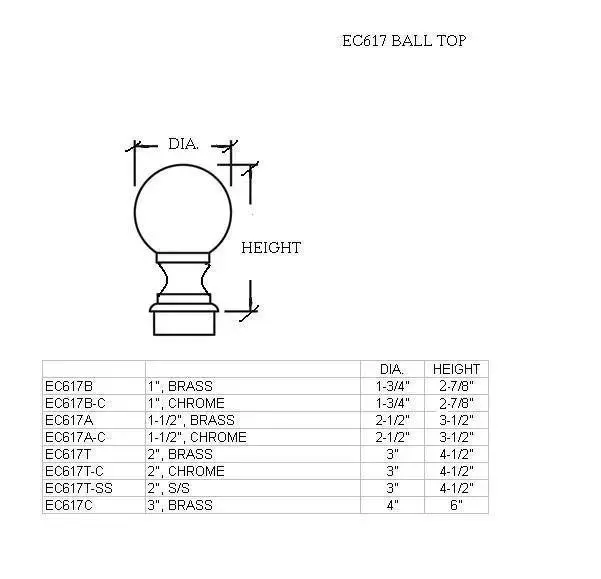 Ball Finial for 1-1/2" OD Tubing