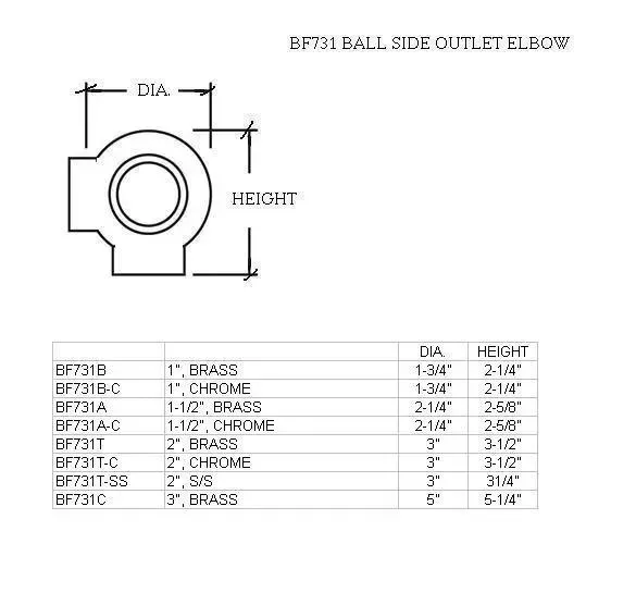 Ball Side Outlet Elbow for 2" Tubing