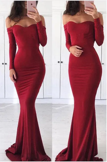 Bodycon Mermaid Long Prom Dress with Long Sleeves
