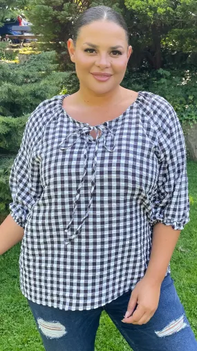 CurveWow Gingham 3/4 Sleeve Tunic