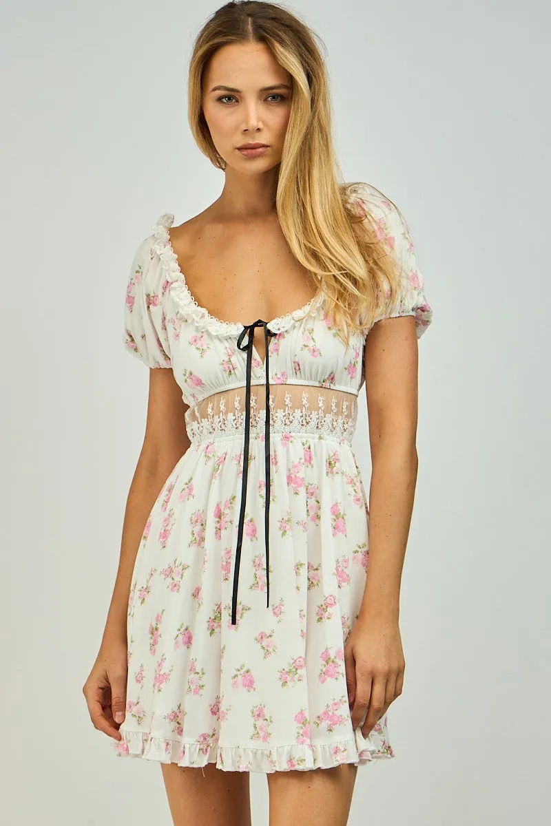 Eloise Lace Trim Mini Dress