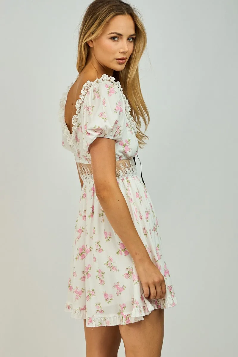 Eloise Lace Trim Mini Dress