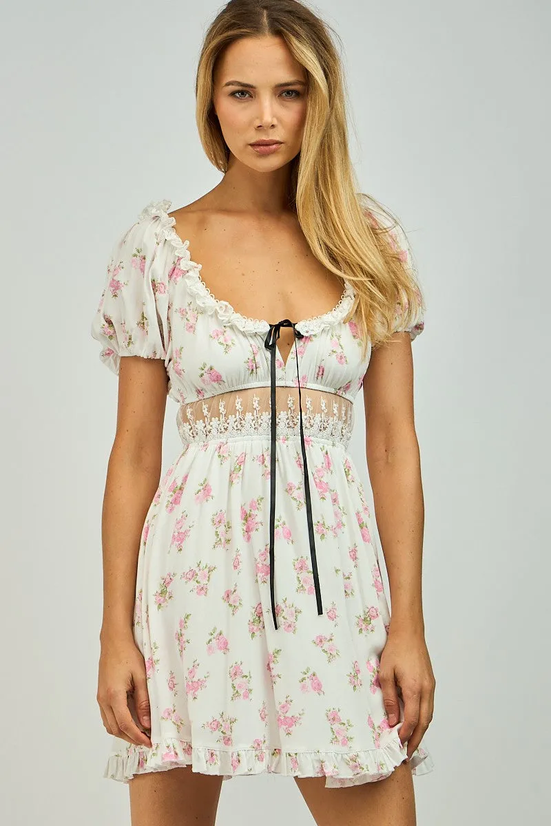 Eloise Lace Trim Mini Dress