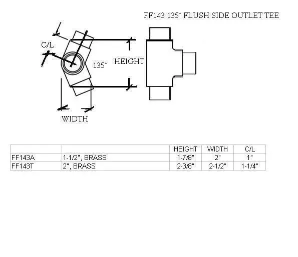 Flush 135° Side Outlet Tee for 1-1/2" Tubing