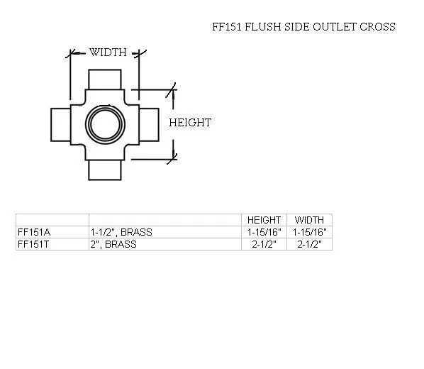 Flush Side Outlet Cross for 1-1/2" Tubing