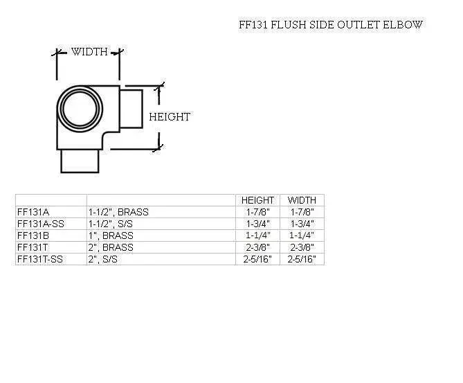 Flush Side Outlet Elbow for 1" Tubing