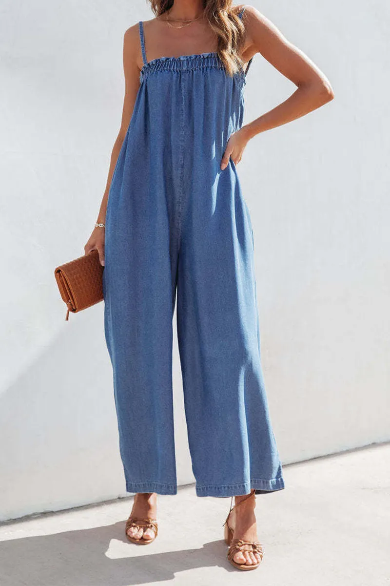 HJQ1019 Spaghetti Straps Loose Jumpsuit