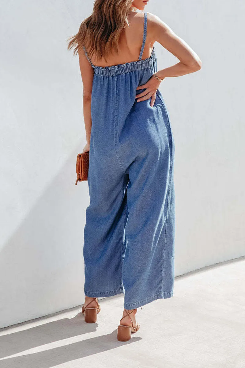 HJQ1019 Spaghetti Straps Loose Jumpsuit