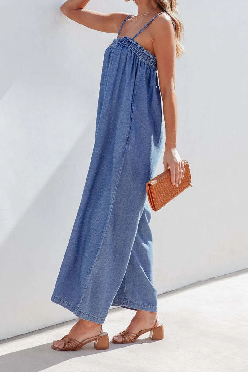 HJQ1019 Spaghetti Straps Loose Jumpsuit