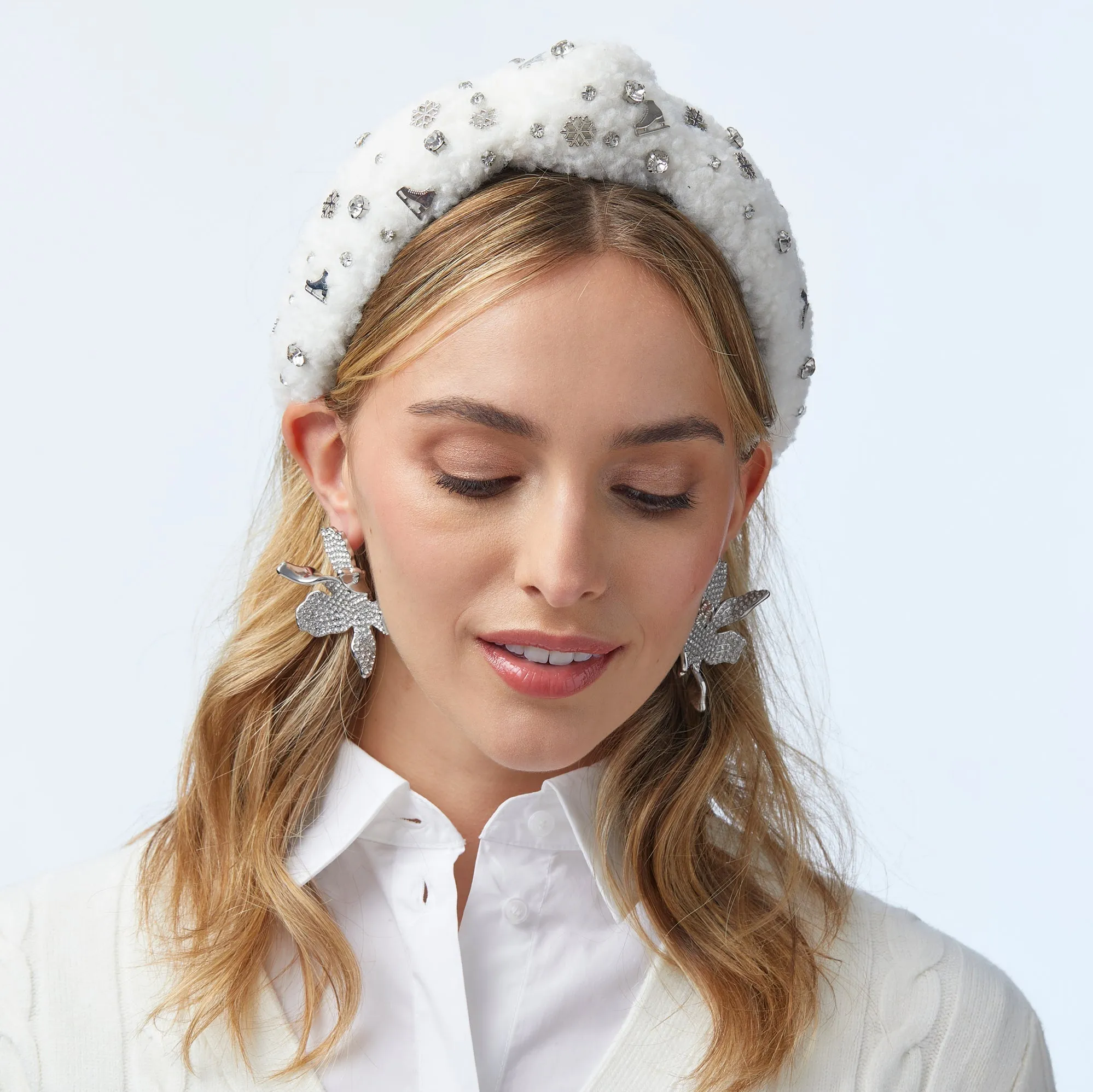 IVORY WINTER CRYSTAL KNOTTED HEADBAND