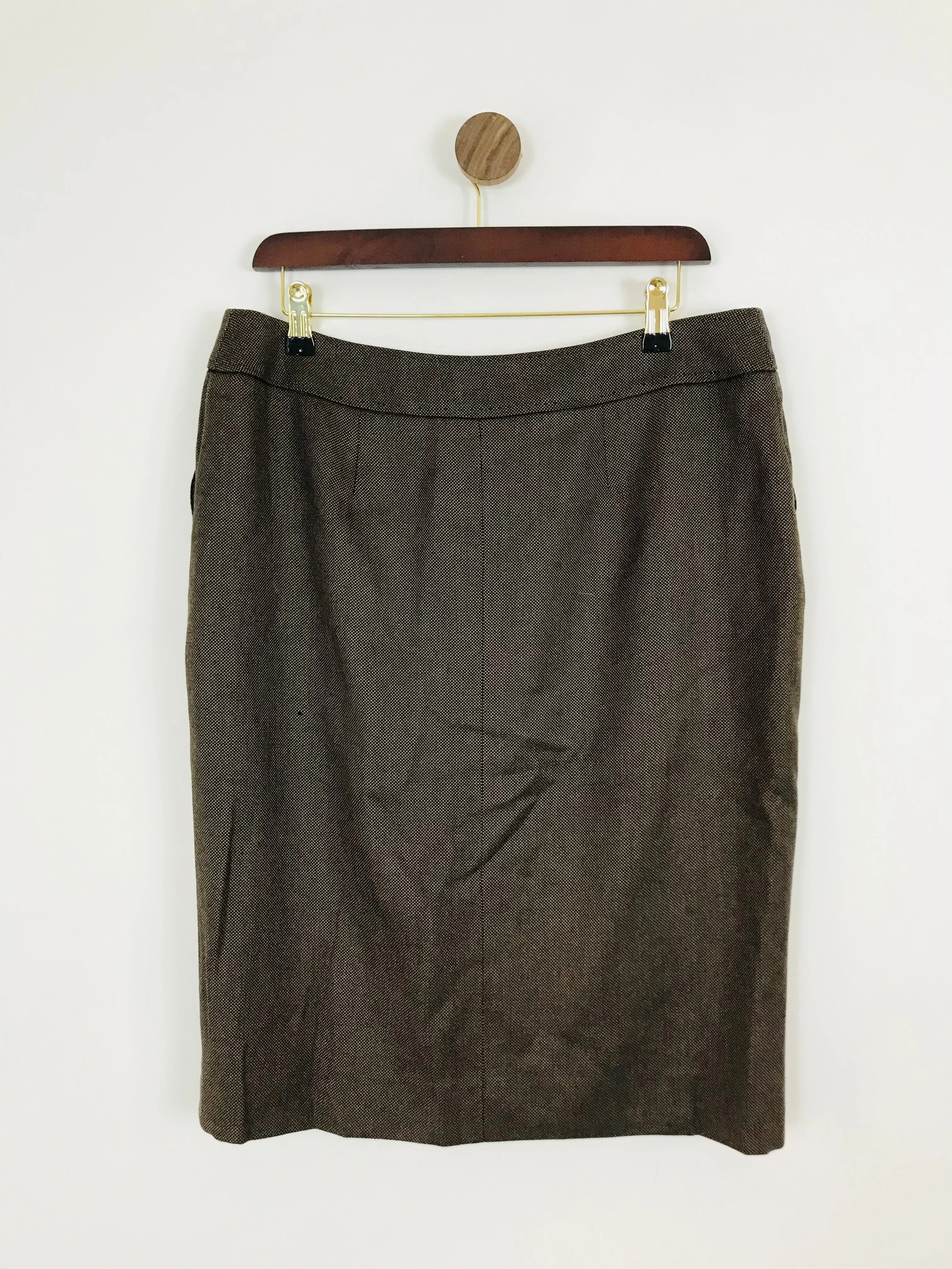 Jaeger Women’s Wool Button Up Skirt | UK14 | Brown