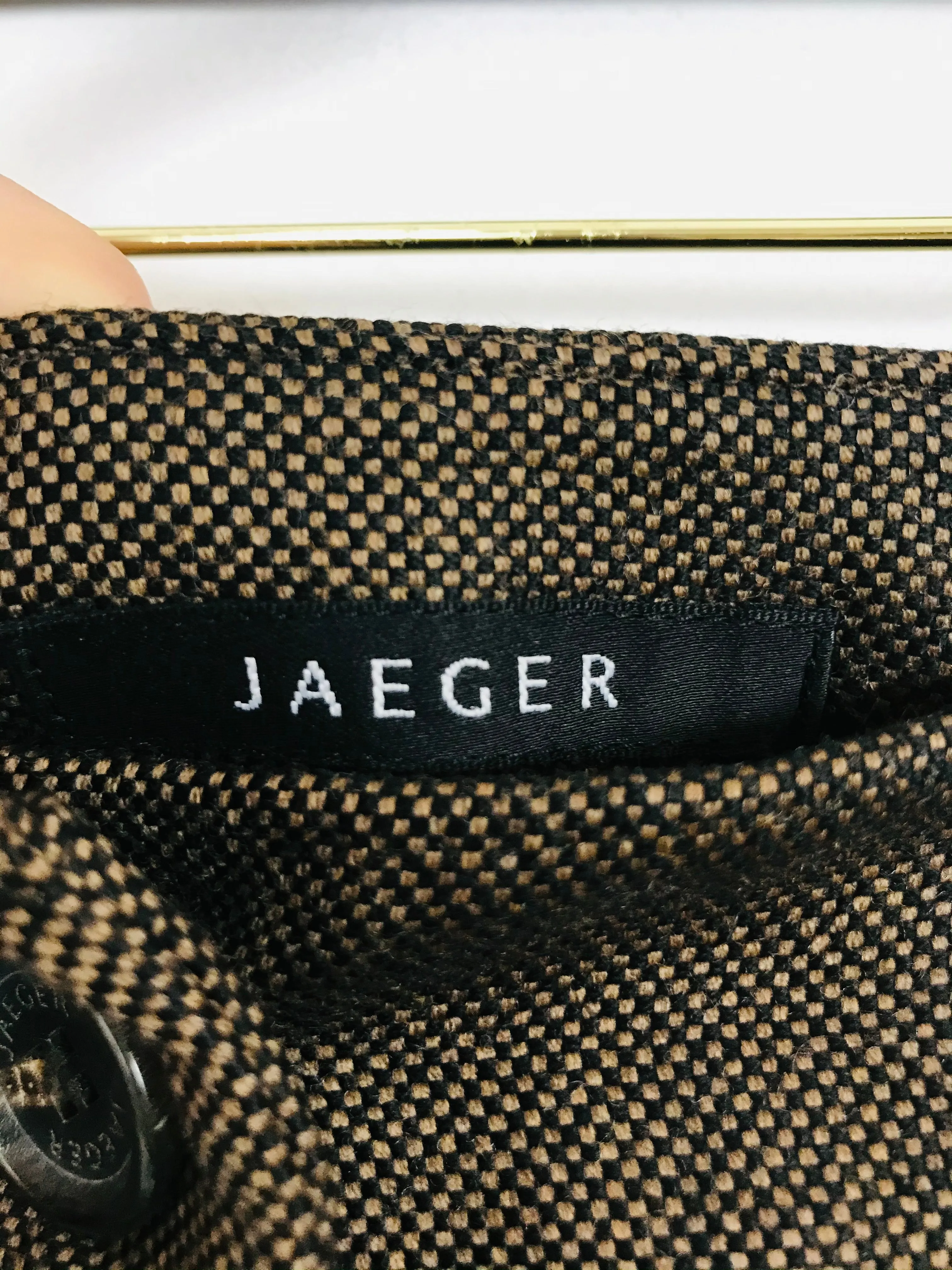 Jaeger Women’s Wool Button Up Skirt | UK14 | Brown
