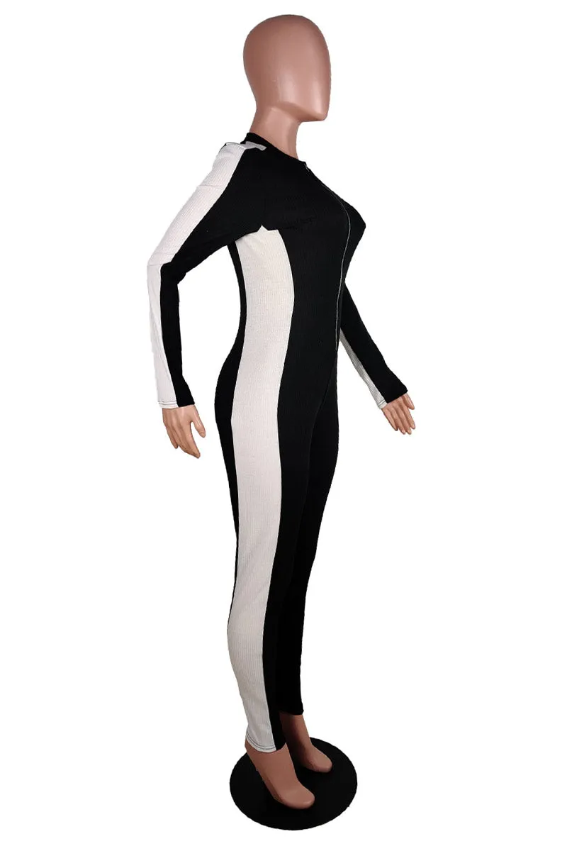 JI742 Contrast Zip Jumpsuit
