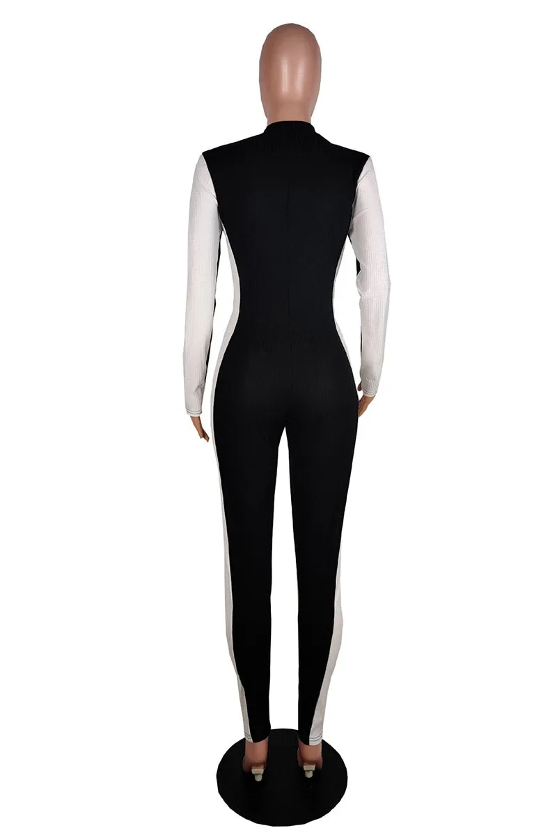 JI742 Contrast Zip Jumpsuit