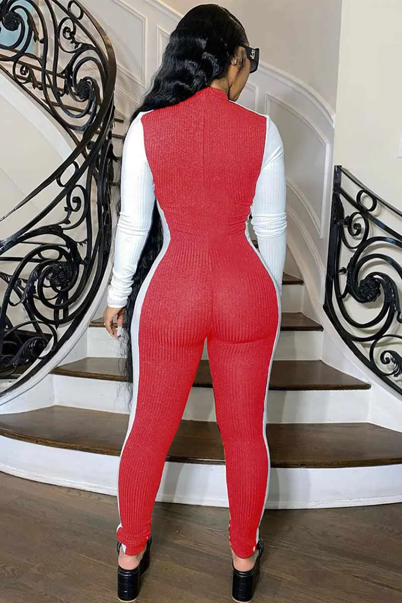 JI742 Contrast Zip Jumpsuit
