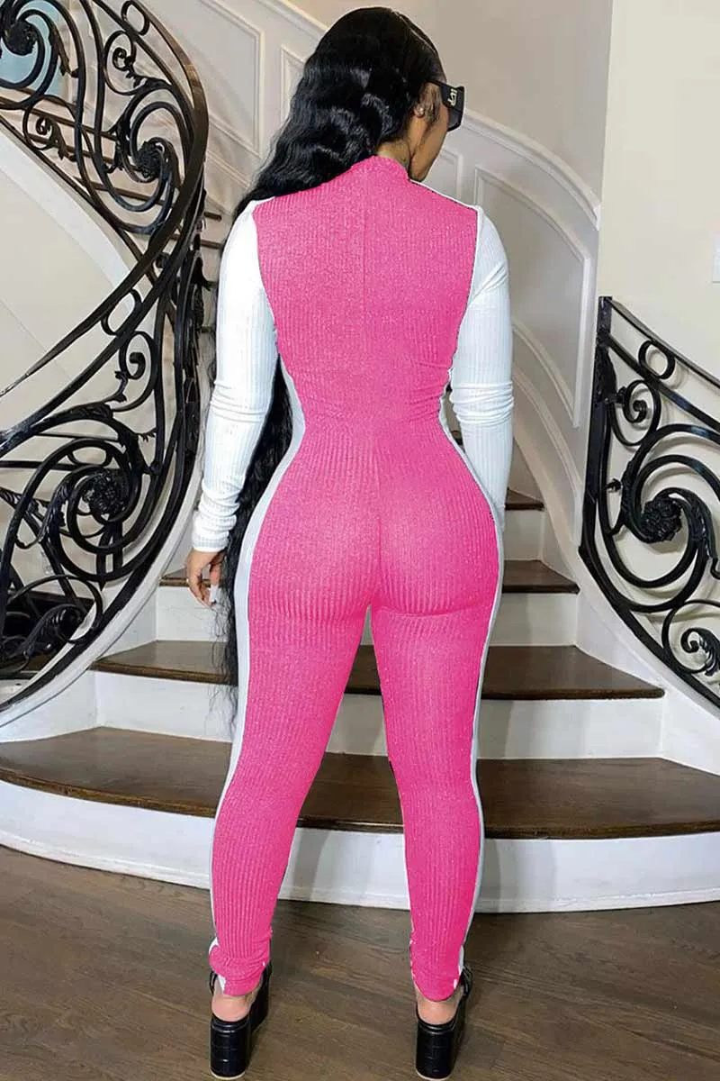 JI742 Contrast Zip Jumpsuit