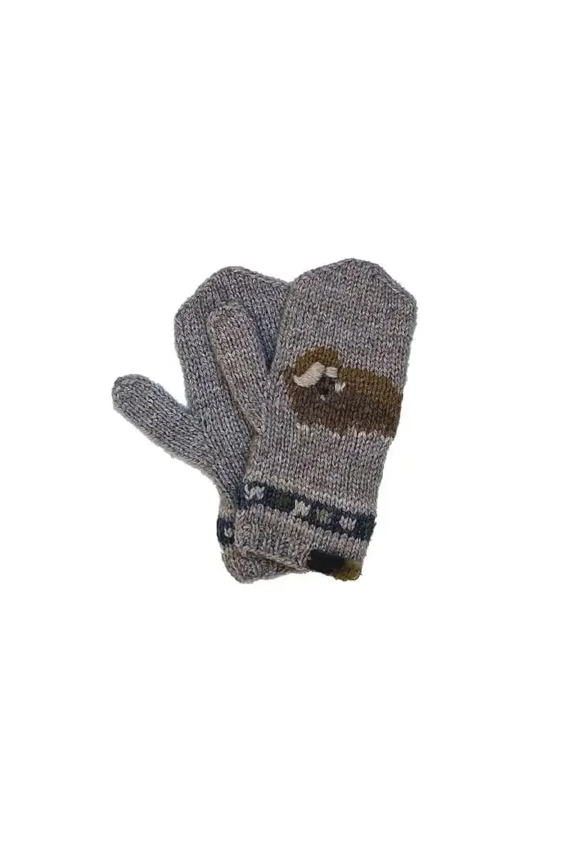 Muskox Kids Mittens Bison, Merino & Silk