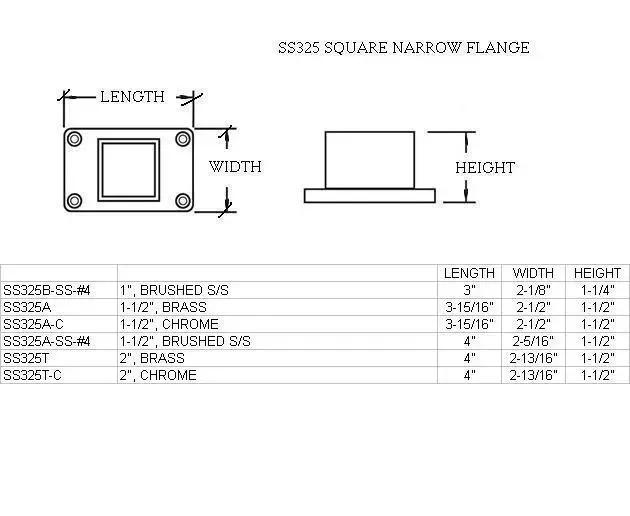 Narrow Flange for 2" Square Tubing