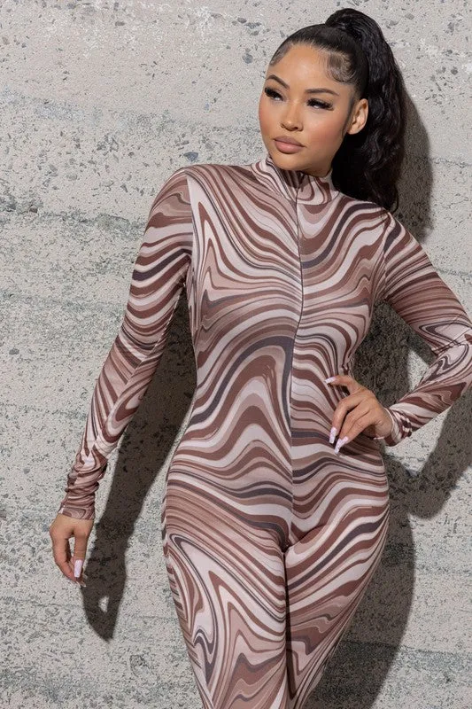 NEUTRAL MULTI COLORED KNIT JUMPSUIT