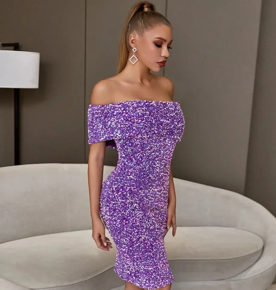 Off Shoulder Sequins Women's Party Dress
