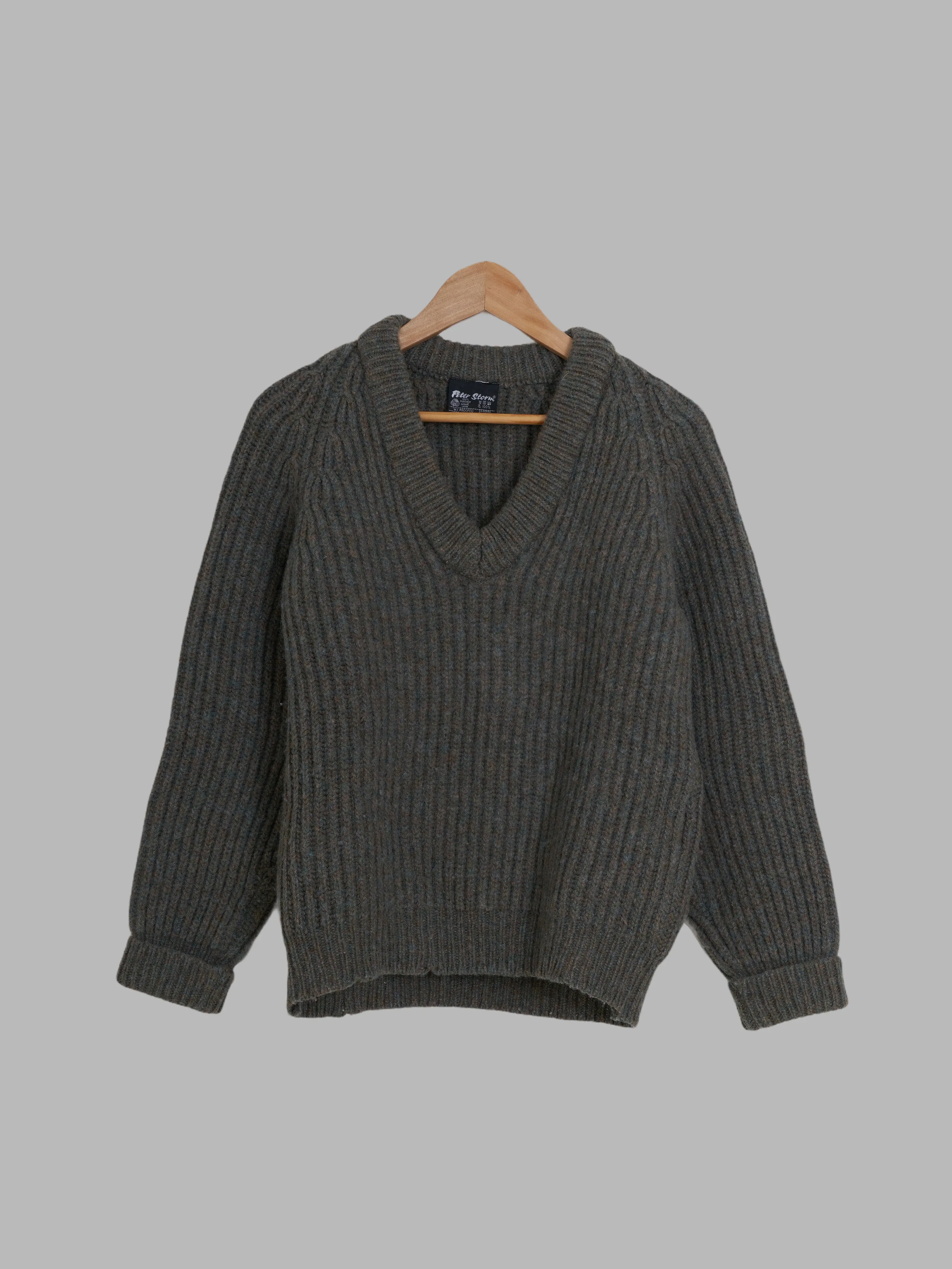 Peter Storm 1984 khaki W1 proofed wool waterproof v neck jumper - M
