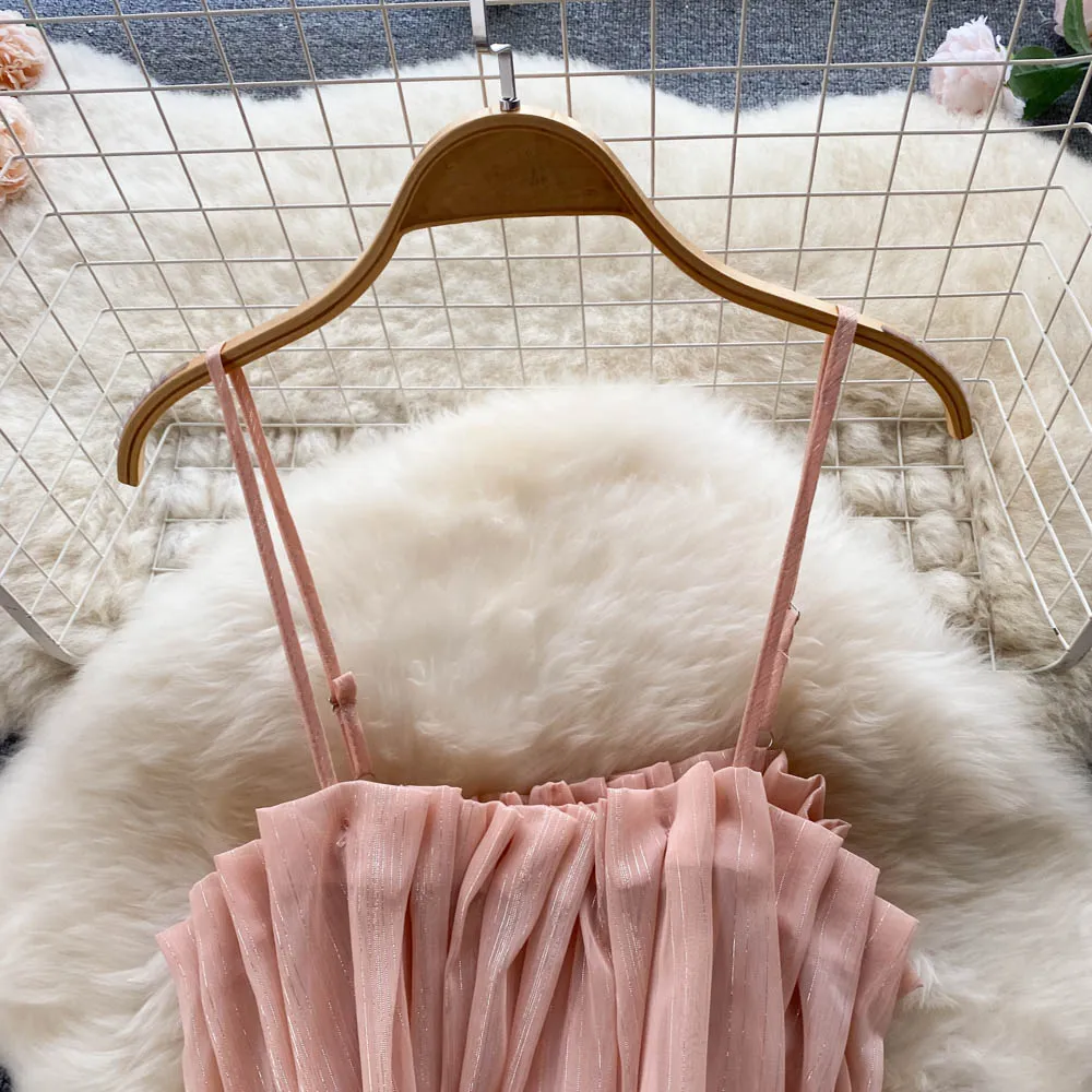 Pink Ruffled Chiffon Dress