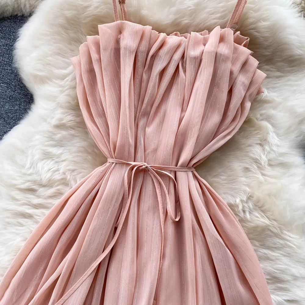 Pink Ruffled Chiffon Dress
