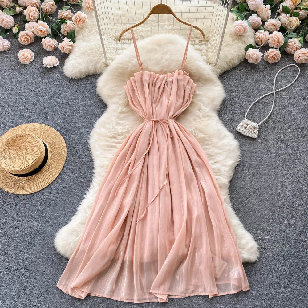 Pink Ruffled Chiffon Dress