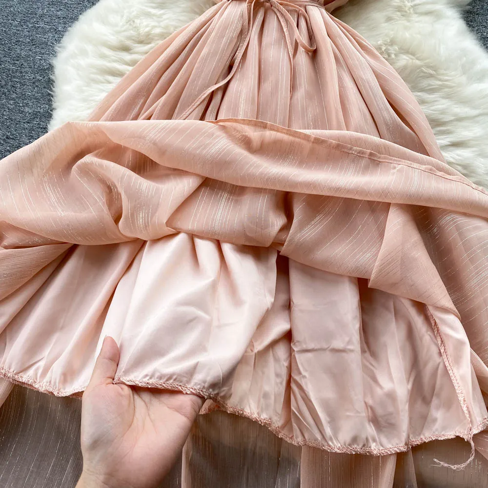 Pink Ruffled Chiffon Dress
