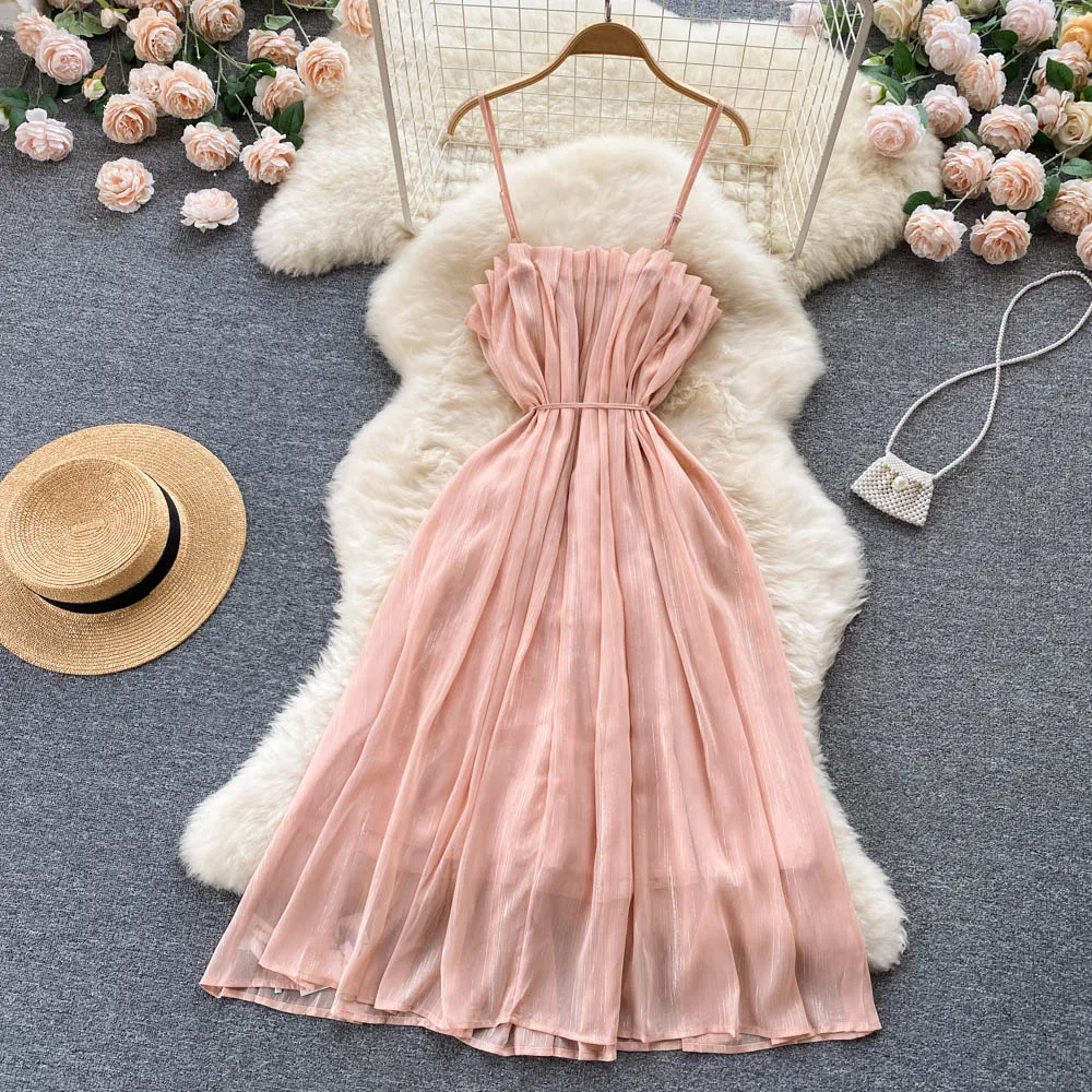 Pink Ruffled Chiffon Dress