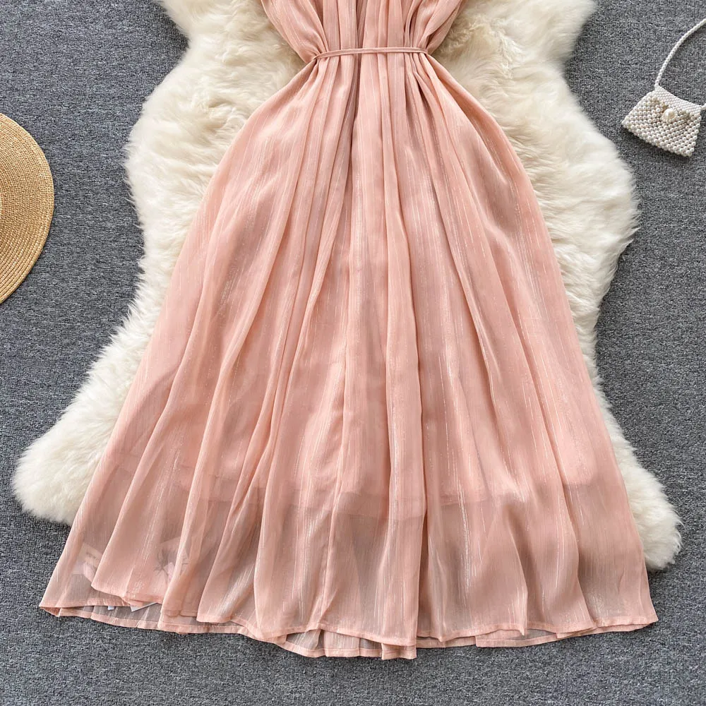 Pink Ruffled Chiffon Dress