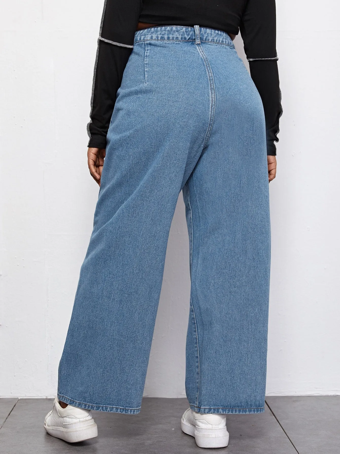 Plain Natural Long Plus Size Jeans