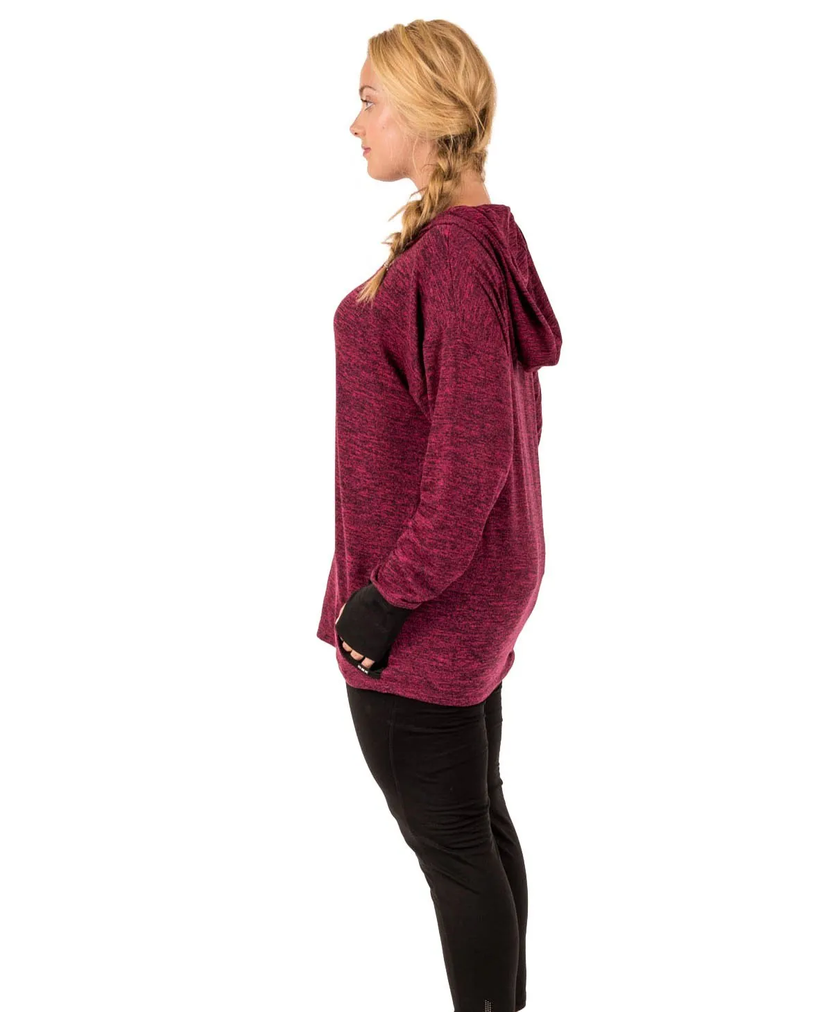Plus Light Sweater Relaxed Fit Hooded Long Sleeve Shirt
