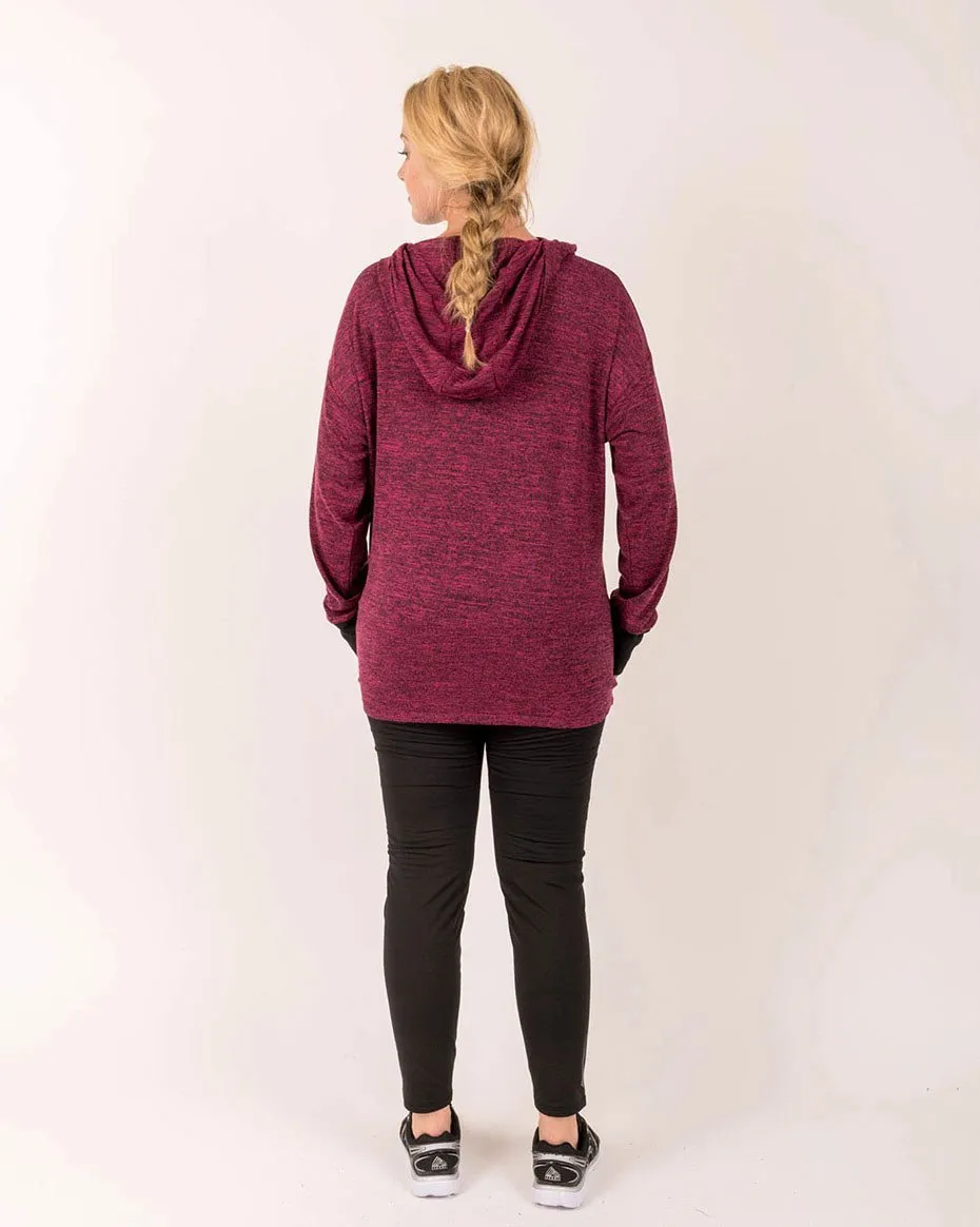 Plus Light Sweater Relaxed Fit Hooded Long Sleeve Shirt