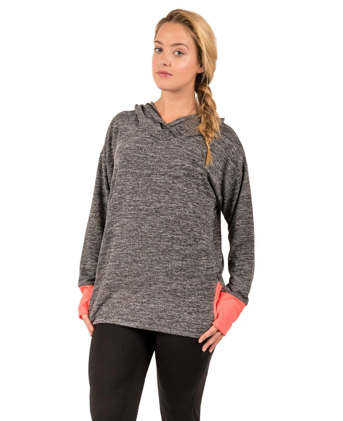 Plus Light Sweater Relaxed Fit Hooded Long Sleeve Shirt