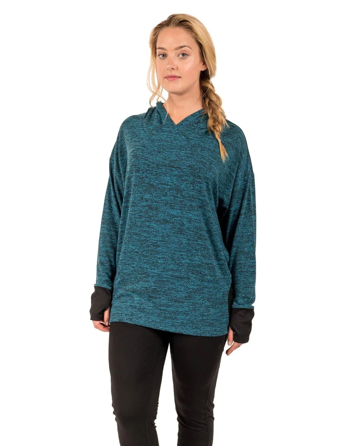 Plus Light Sweater Relaxed Fit Hooded Long Sleeve Shirt