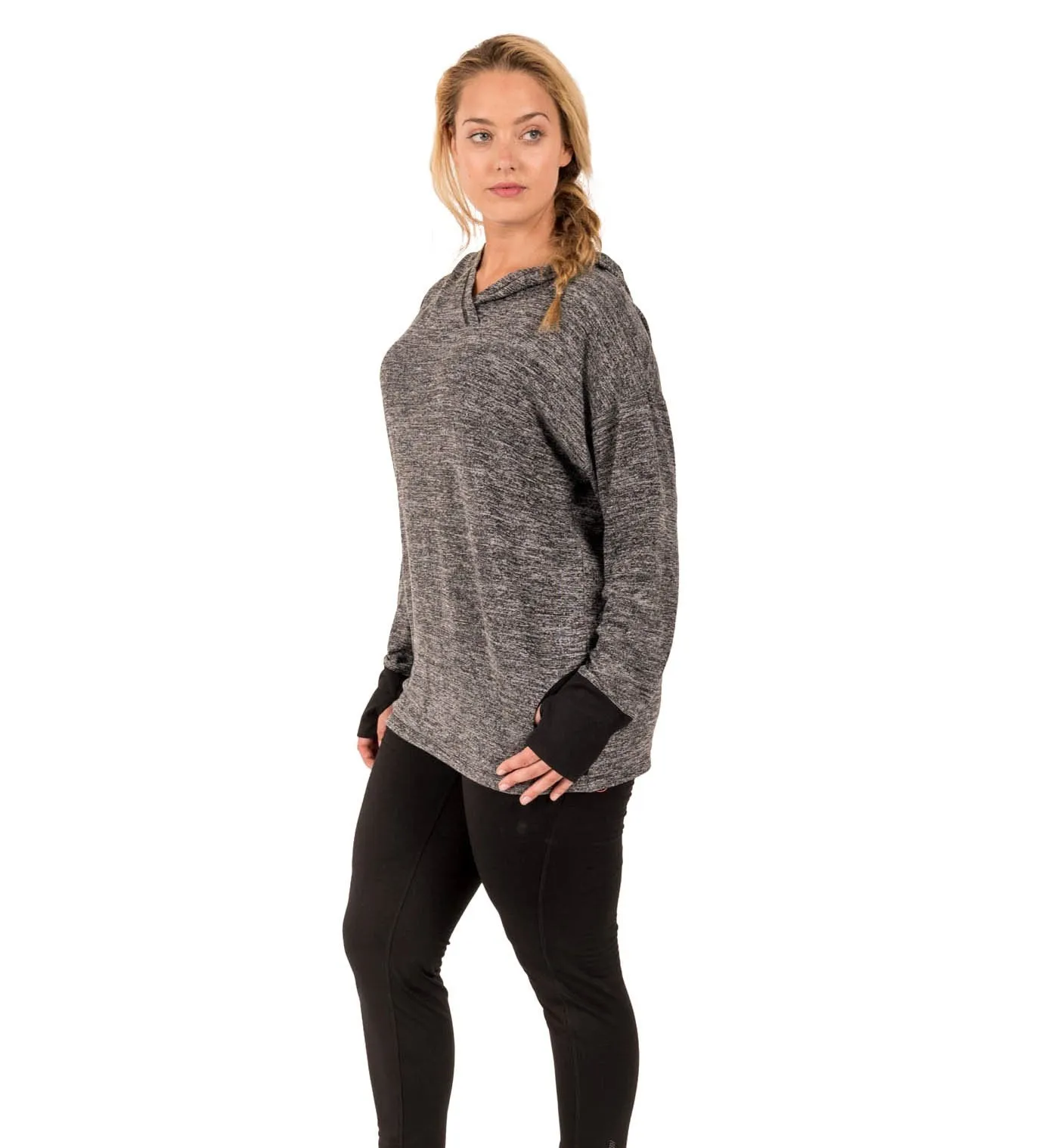 Plus Light Sweater Relaxed Fit Hooded Long Sleeve Shirt