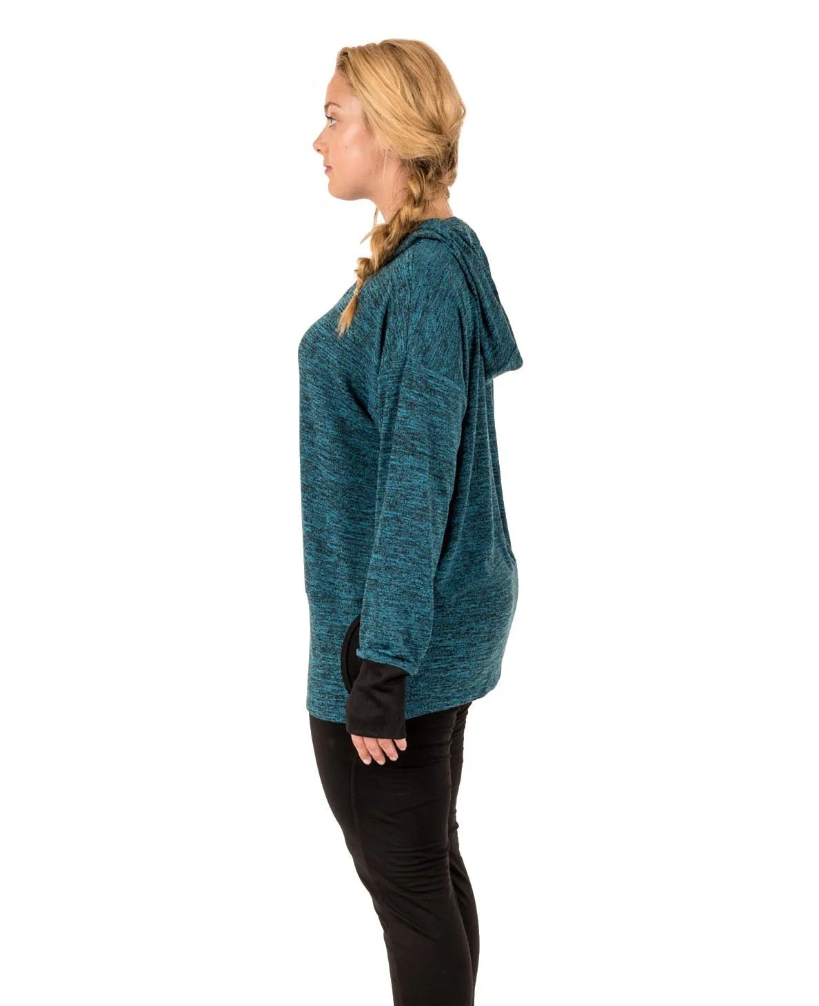 Plus Light Sweater Relaxed Fit Hooded Long Sleeve Shirt