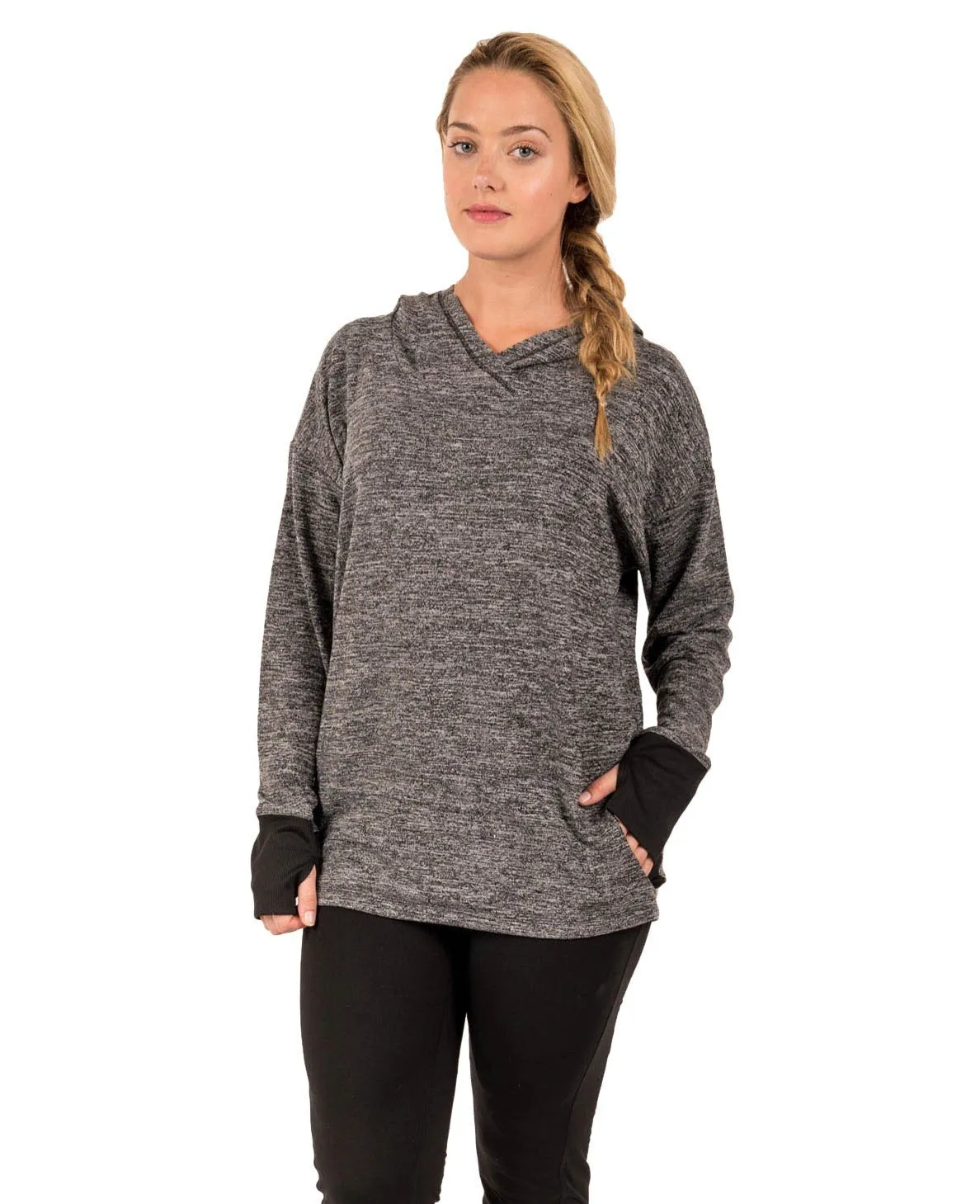 Plus Light Sweater Relaxed Fit Hooded Long Sleeve Shirt