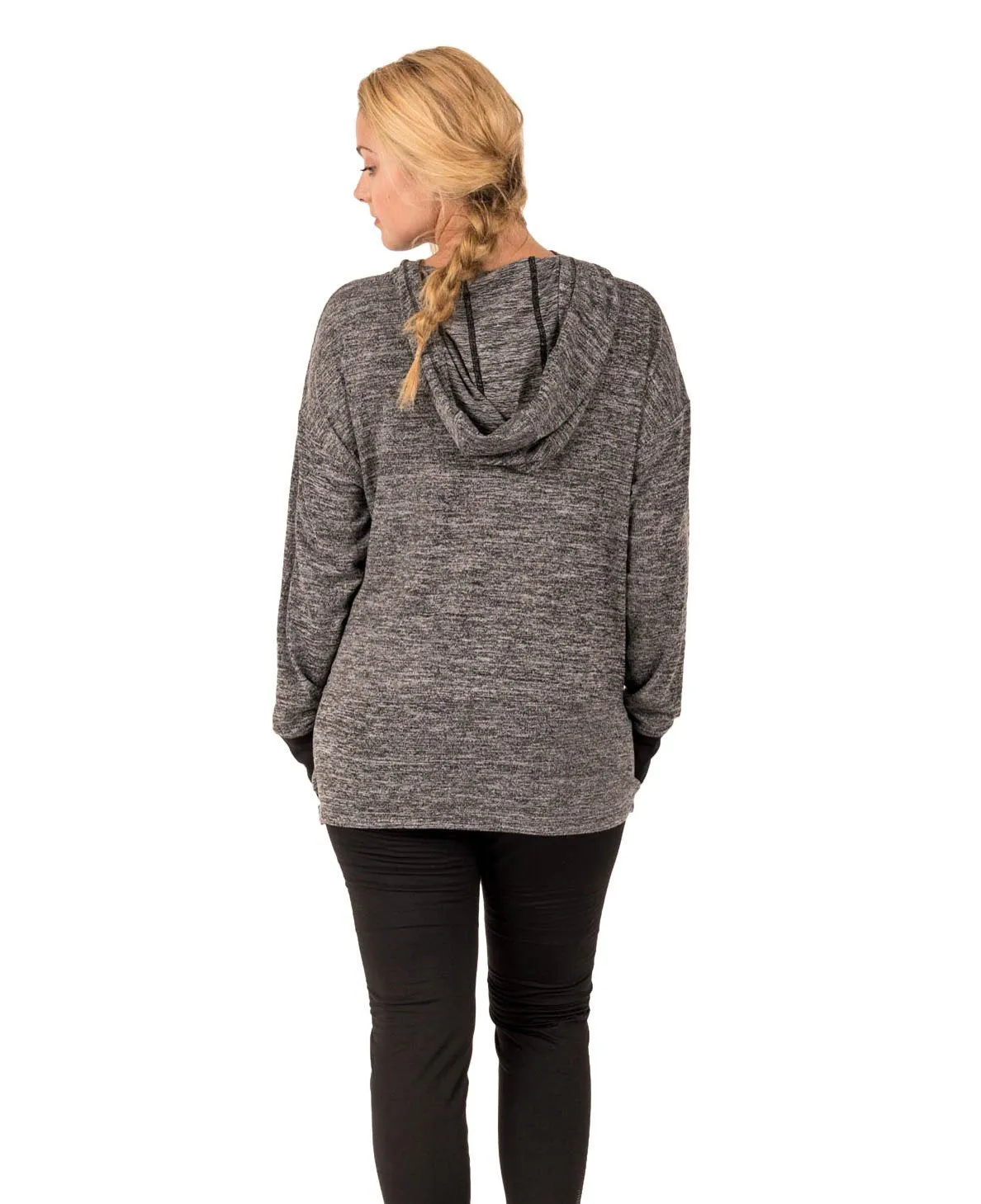 Plus Light Sweater Relaxed Fit Hooded Long Sleeve Shirt