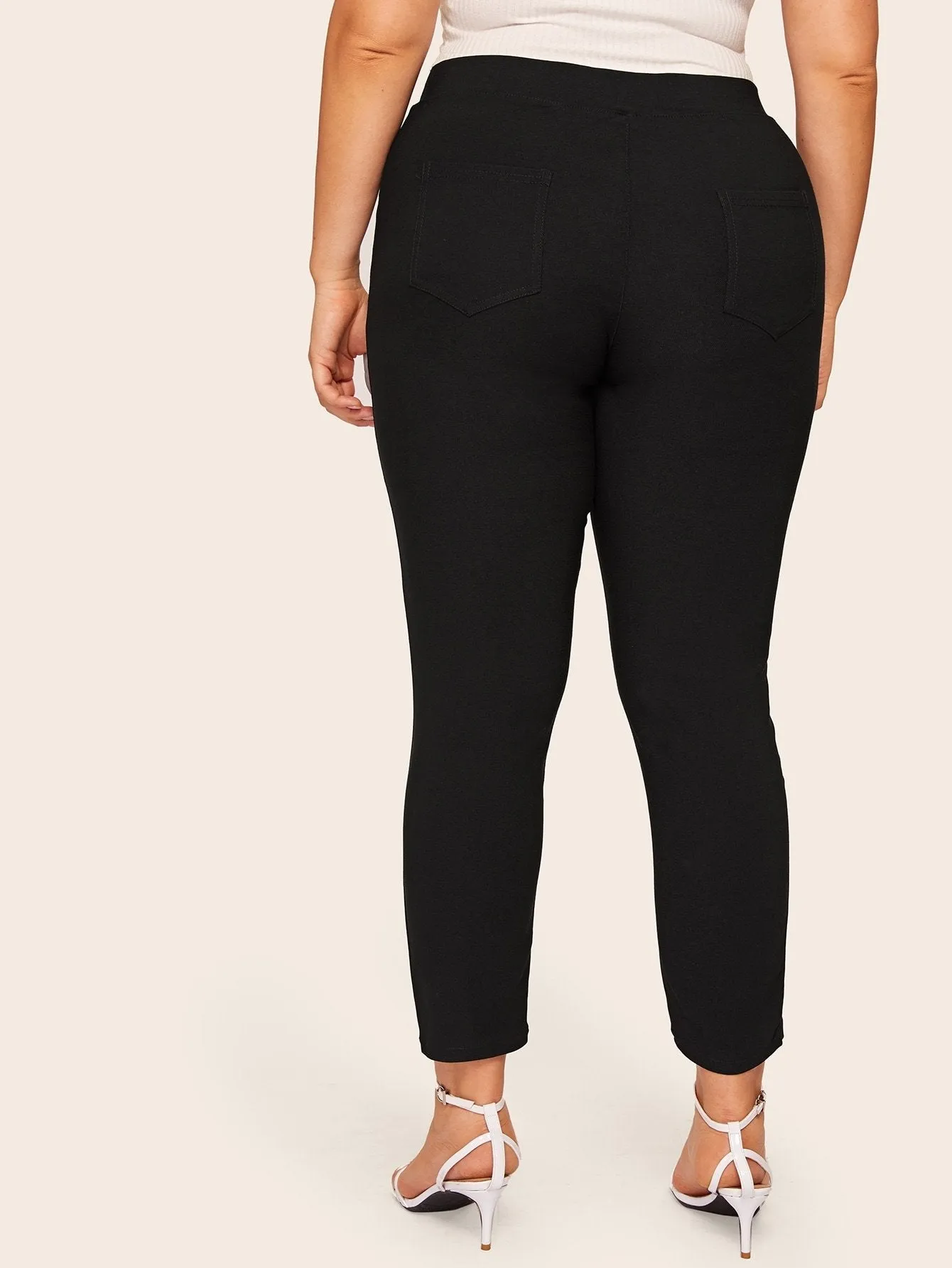 Plus Zipper Solid Skinny Jeans