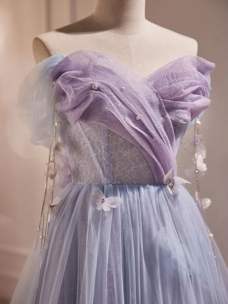 Princess Lavender Tulle Sweetheart Occasion Dress Long Prom Dress